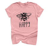 Cotton Round Neck Bee Print Short Sleeve Casual Multicolor T-shirts Cotton Round Neck Bee Print Short Sleeve Casual Multicolor T-shirts