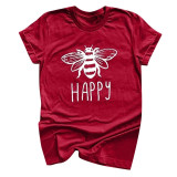Cotton Round Neck Bee Print Short Sleeve Casual Multicolor T-shirts Cotton Round Neck Bee Print Short Sleeve Casual Multicolor T-shirts