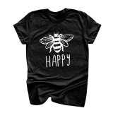 Cotton Round Neck Bee Print Short Sleeve Casual Multicolor T-shirts Cotton Round Neck Bee Print Short Sleeve Casual Multicolor T-shirts