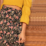 Floral Print Waist Knot Asymmetrical Hem Casual Boho Bohemian Skirts