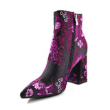 Embroider Boots 2019 New Female Spring Autumn Ankle Boots For Women High Heels Retro Women Shoes Autumn Women High Boots Flower