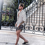 Black White Stripe Loose Long Sleeve Shirt Lapel Casual Dress Shirt Black White Stripe Loose Long Sleeve Shirt Lapel Casual Dress Shirt