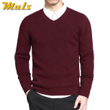 Basic Style V neck Cotton Knitted Jumpers Solid Sweater