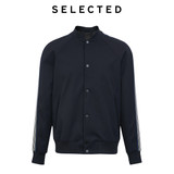 Wool Blend Outwear Striped Stitching Baseball Jacket