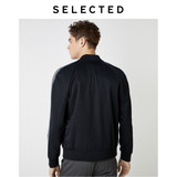Wool Blend Outwear Striped Stitching Baseball Jacket
