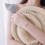 Ethnic Pink Flower Open Cuff Bracelets Bangles