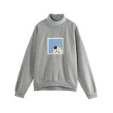 Letter Printed Long Sleeve Turtleneck Sweatshirts