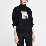 Letter Printed Long Sleeve Turtleneck Sweatshirts