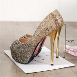 Gold Silver Wedding Shoes Bridal Heels