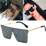 Square Luxury Flat Top Black Clear Lens Sunglasses