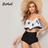 Tropical Pompom Hem Bikini