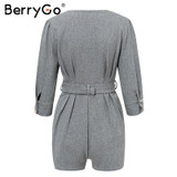 Button blazer short one piece romper