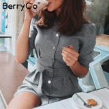 Button blazer short one piece romper