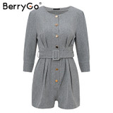 Button blazer short one piece romper