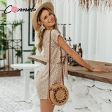 bow sleeveless wide leg rompers