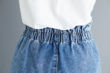 Cotton Elastic High Waist Wide Leg Short Denim