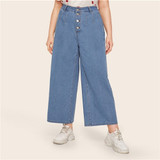 Button Fly Wide Leg Jeans