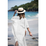 Chiffon Cardigan Cover Up Solid White Black Green Loose Wrap Kimono