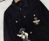 black high quality embroidery denim jackets