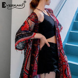 Floral Print Tassels Beach Gypsy Vintage Boho Bohemian Kimonos