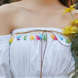 Off Shoulder White Shirts Backless Boho Bohemian Tops