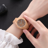 Luxury Roman Numerals PU Leather Band Analog Wood Watches