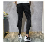 Black Light Punk Ribbons Casual Harem Pants