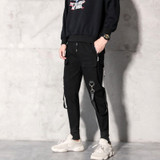 Black Light Punk Ribbons Casual Harem Pants