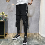 Black Light Punk Ribbons Casual Harem Pants
