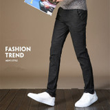 Casual Elastic Waist Casual Cotton Slim Blue Stretch Straight Jeans