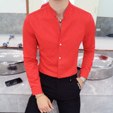 Stand Collar Long sleeve Dress Shirts