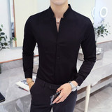 Stand Collar Long sleeve Dress Shirts