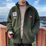 Lambswool Color Block Windbreaker Thick Jacket