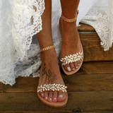 Rhinestone Open Toe Buckle Sandals
