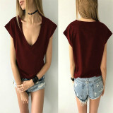 Short Sleeve V Neck Loose Casual Sexy T Shirt