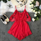 Floral Print Elastic Waist Tiered Ruffle Boho Bohemian Rompers