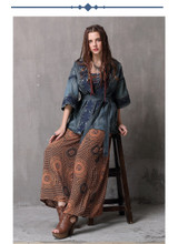 V Neck Half Sleeve Flower Embroidery Belted Boho Bohemian Jackets Coats