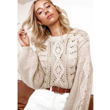 Mustard Knitted Round Neck Hollow puff sleeve Boho Bohemian Sweaters