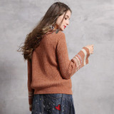 Cotton Wool Pullover V Neck Flare Sleeve Yellow Boho Bohemian Sweaters