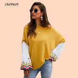 Lantern Sleeve Jumper Long Sleeve Print Fluffy Boho Bohemian Sweaters