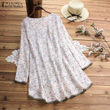 Vintage Casual Long Sleeve Printed Fake Two pieces Bohemian Blouse Shirt