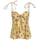 Floral Print floral print strap V Neck Knot draped Boho Bohemian Tops
