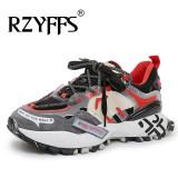 Chunky Lace up Casual with Platform Stylish Mixed Color Breathable Sneakers Shoes