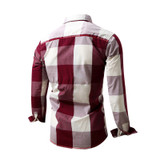 Cotton Long Sleeve Casual Plaid Dress Shirts