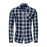 Plaid Navy Red Long Sleeve Dress Shirts