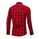 Plaid Navy Red Long Sleeve Dress Shirts