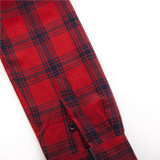 Plaid Navy Red Long Sleeve Dress Shirts