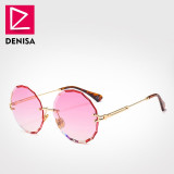 Vintage Round Rimless Retro Pink Sunglasses