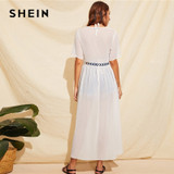 Lace Insert Tie Waist Sheer Long line Kimono
