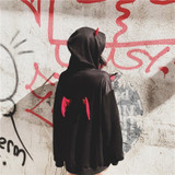 Cute Punk Gothic Girls Devil Horn Chic Loose Hoodie Cute Punk Gothic Girls Devil Horn Chic Loose Hoodie